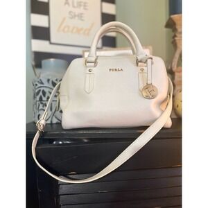 Furla Cream Satchel with Gold Hardware
